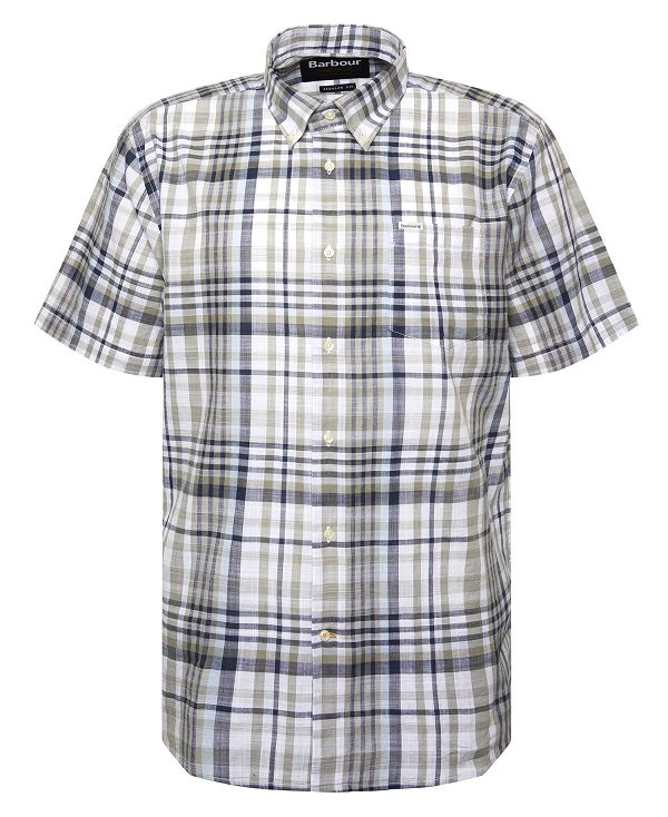 Barbour Hartley Regular Short-sleeved Checked Shirt Olive | BABO87731