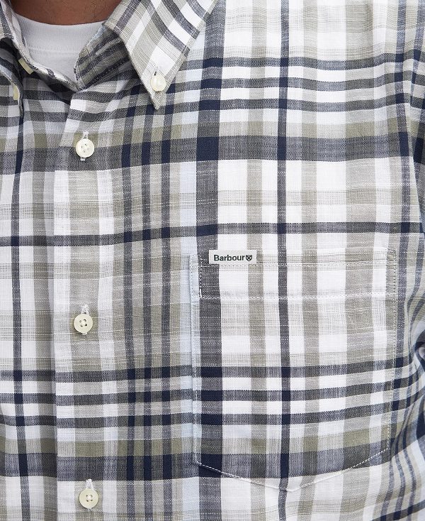 Barbour Hartley Regular Short-sleeved Checked Shirt Olive | BABO87731