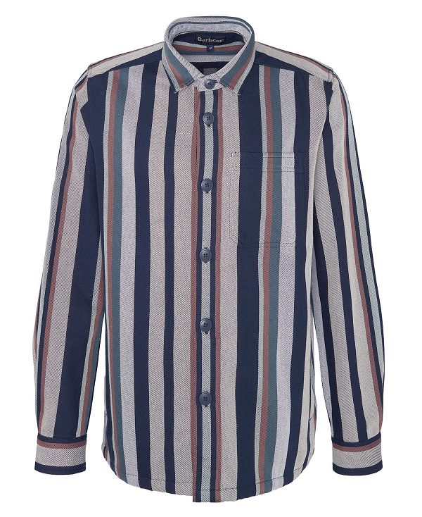 Barbour Hawkhill Striped Overshirt Dark Slate | BABO87991