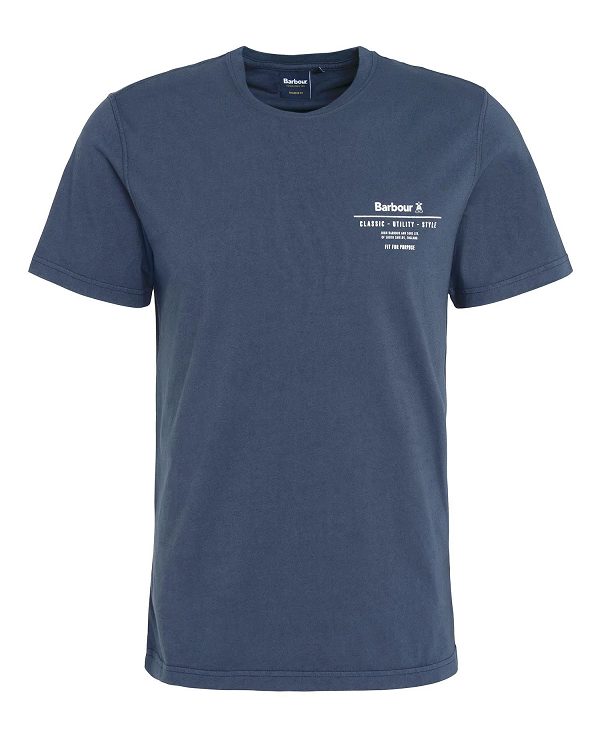 Barbour Hickling Logo T-shirt Classic Navy | BABO88305