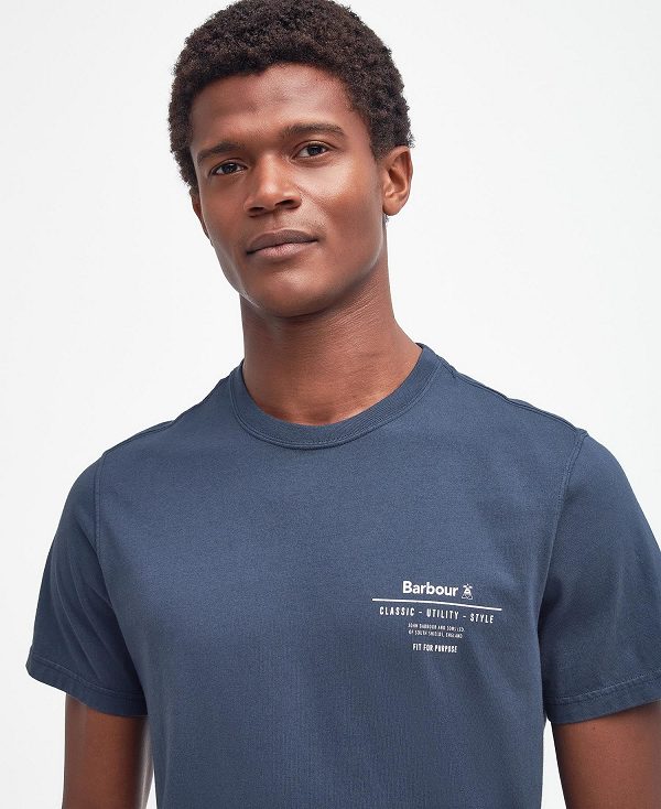 Barbour Hickling Logo T-shirt Classic Navy | BABO88305