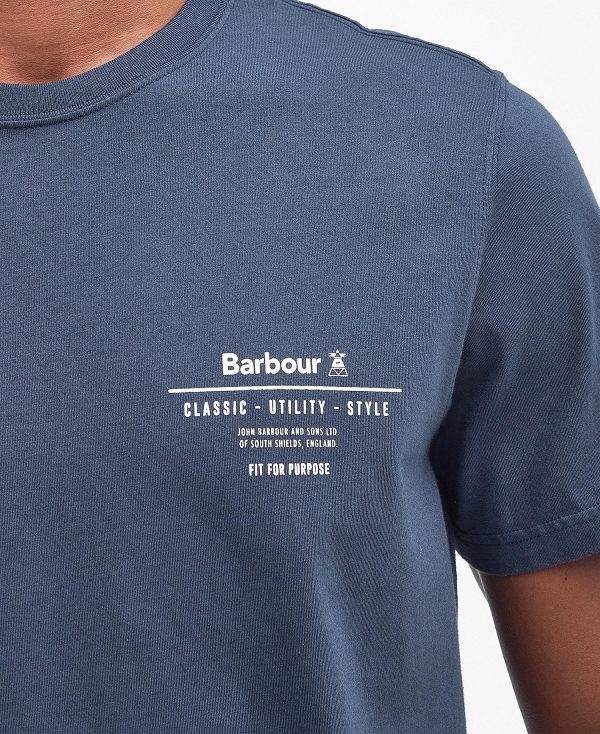 Barbour Hickling Logo T-shirt Classic Navy | BABO88305