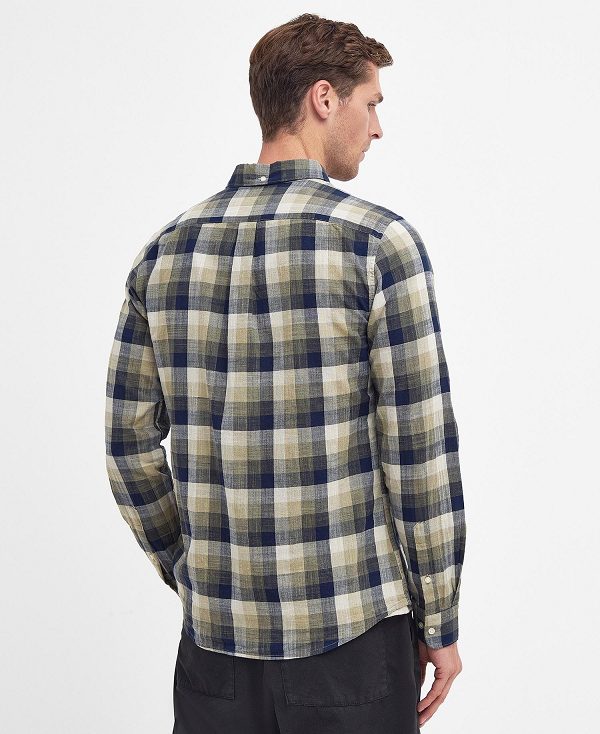 Barbour Hillroad Tailored Long-sleeved Shirt Olive | BABO87693