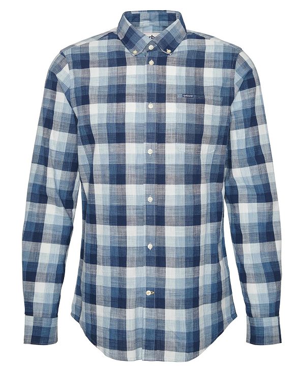 Barbour Hillroad Tailored Long-sleeved Shirt Classic Navy | BABO87694