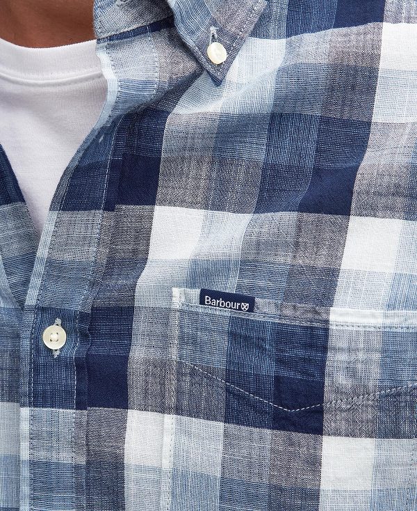 Barbour Hillroad Tailored Long-sleeved Shirt Classic Navy | BABO87694