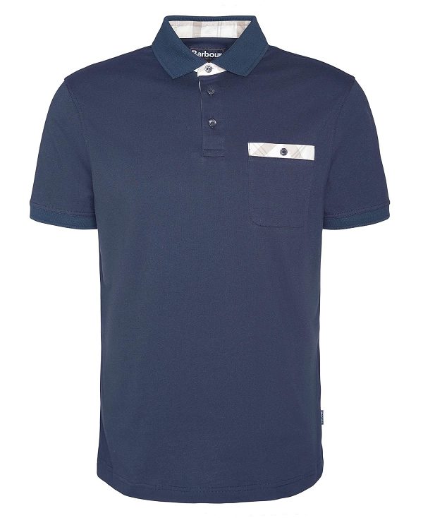 Barbour Hirstly Short-sleeved Polo Shirt Navy | BABO88189