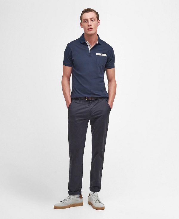 Barbour Hirstly Short-sleeved Polo Shirt Navy | BABO88189