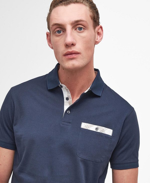 Barbour Hirstly Short-sleeved Polo Shirt Navy | BABO88189