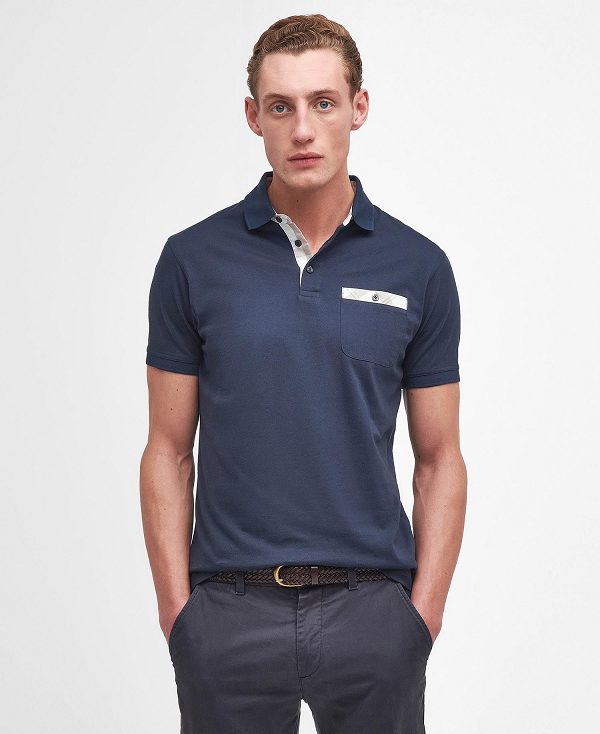 Barbour Hirstly Short-sleeved Polo Shirt Navy | BABO88189