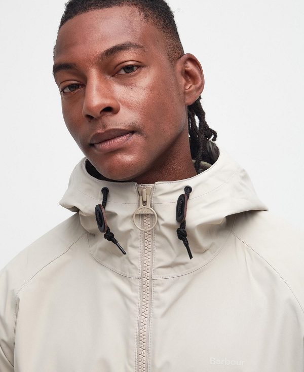 Barbour Hooded Domus Waterproof Jacket Classic White | BABO87408