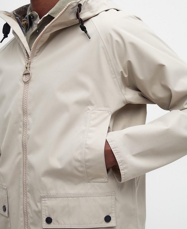 Barbour Hooded Domus Waterproof Jacket Classic White | BABO87408