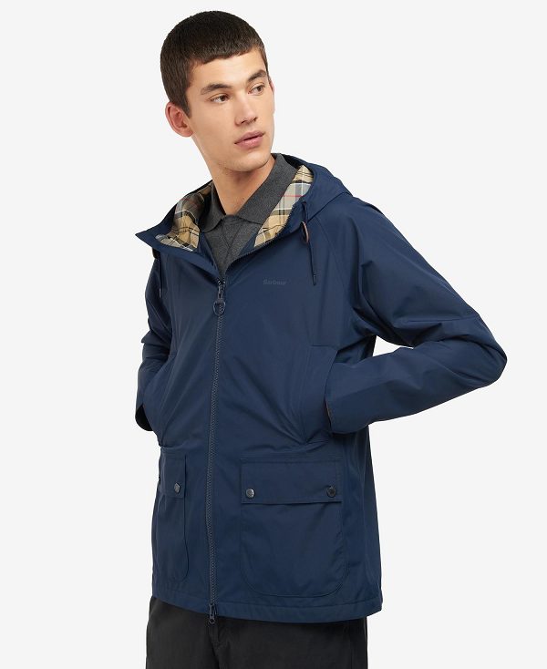 Barbour Hooded Domus Waterproof Jacket Navy | BABO87403