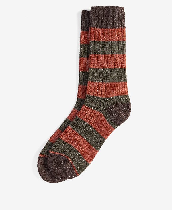 Barbour Houghton Stripe Socks Olive | BABO89152