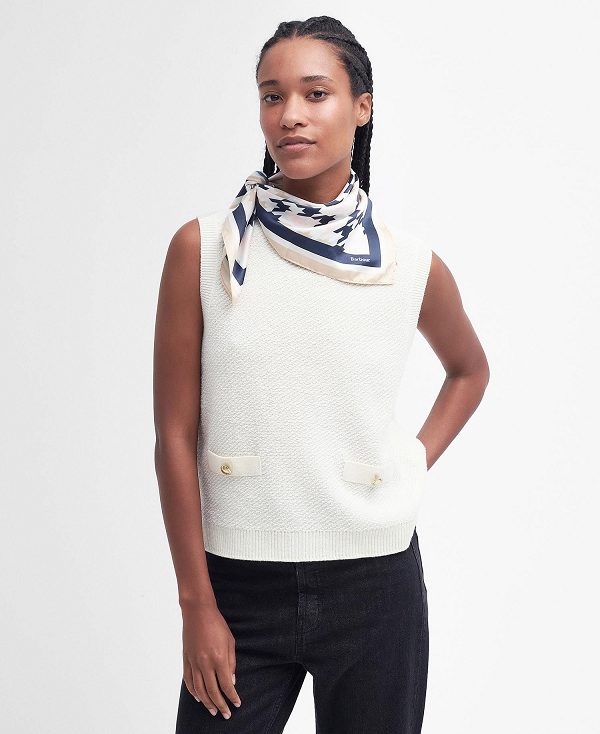 Barbour Houndstooth Square Scarf Primrose Hessian | BABO90065