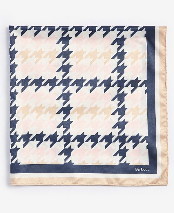 Barbour Houndstooth Square Scarf Primrose Hessian | BABO90065