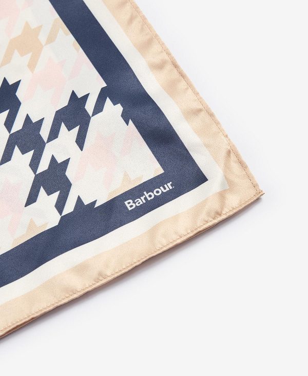 Barbour Houndstooth Square Scarf Primrose Hessian | BABO90065