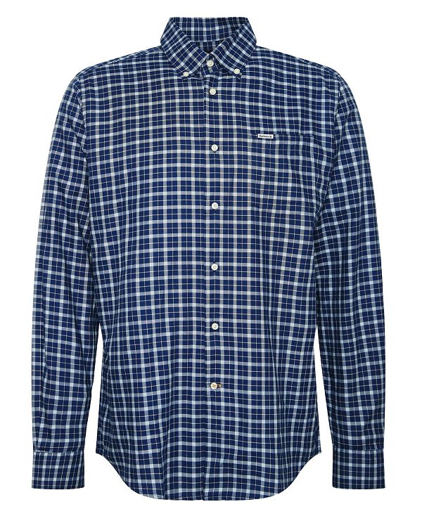 Barbour Howard Tailored Long-sleeved Shirt Classic Navy | BABO87721