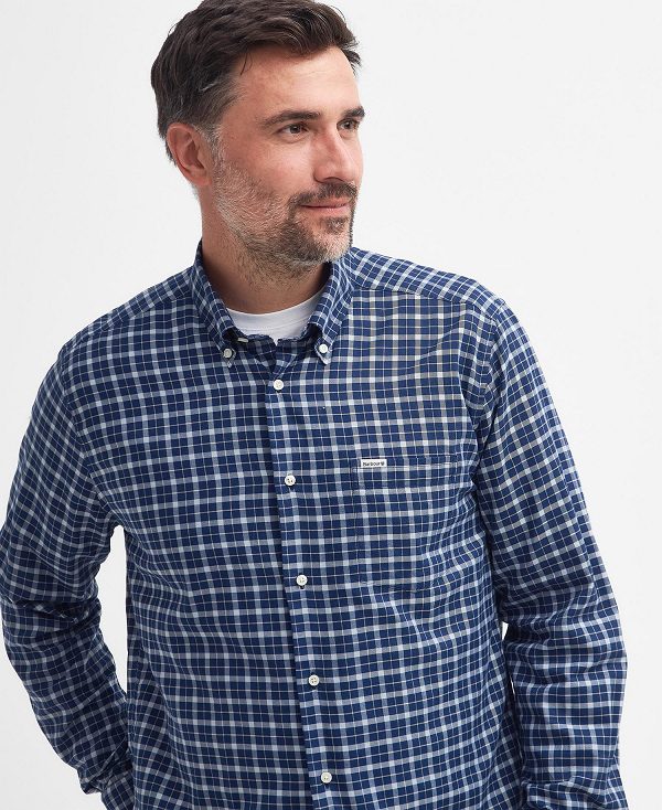 Barbour Howard Tailored Long-sleeved Shirt Classic Navy | BABO87721