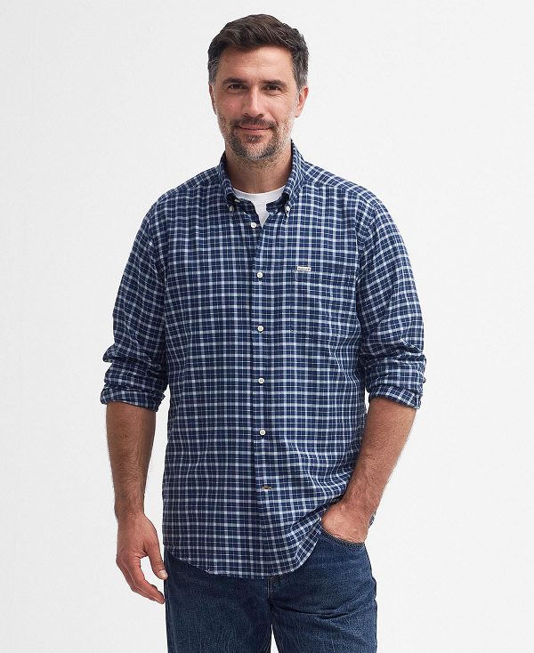 Barbour Howard Tailored Long-sleeved Shirt Classic Navy | BABO87721