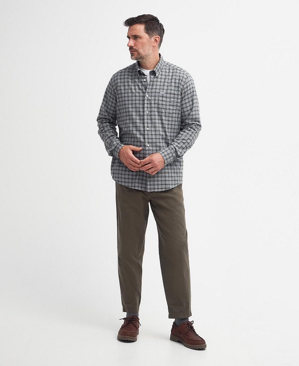 Barbour Howard Tailored Long-sleeved Shirt Grey Marl | BABO87722