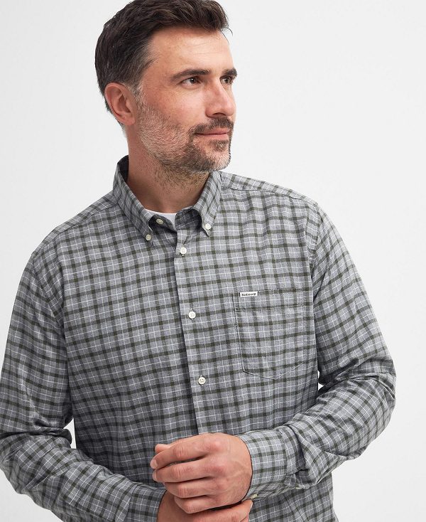 Barbour Howard Tailored Long-sleeved Shirt Grey Marl | BABO87722