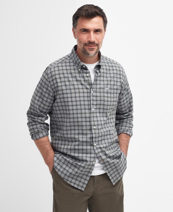 Barbour Howard Tailored Long-sleeved Shirt Grey Marl | BABO87722