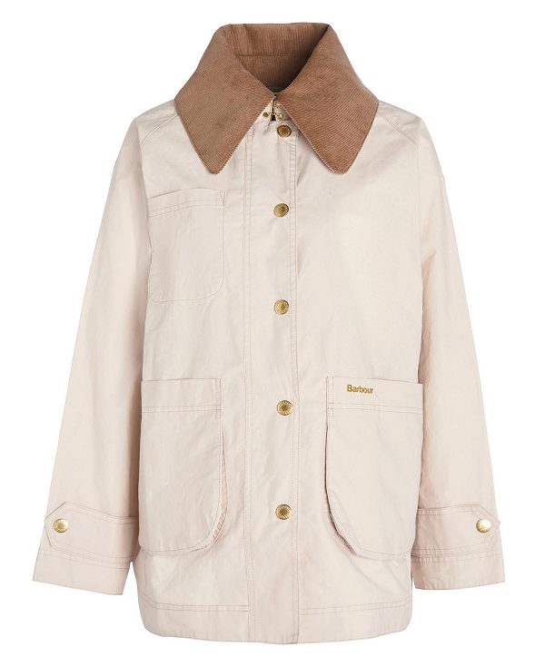 Barbour Hutton Oversized Showerproof Jacket White Pepper | BABO89400