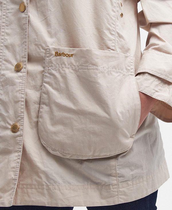 Barbour Hutton Oversized Showerproof Jacket White Pepper | BABO89400