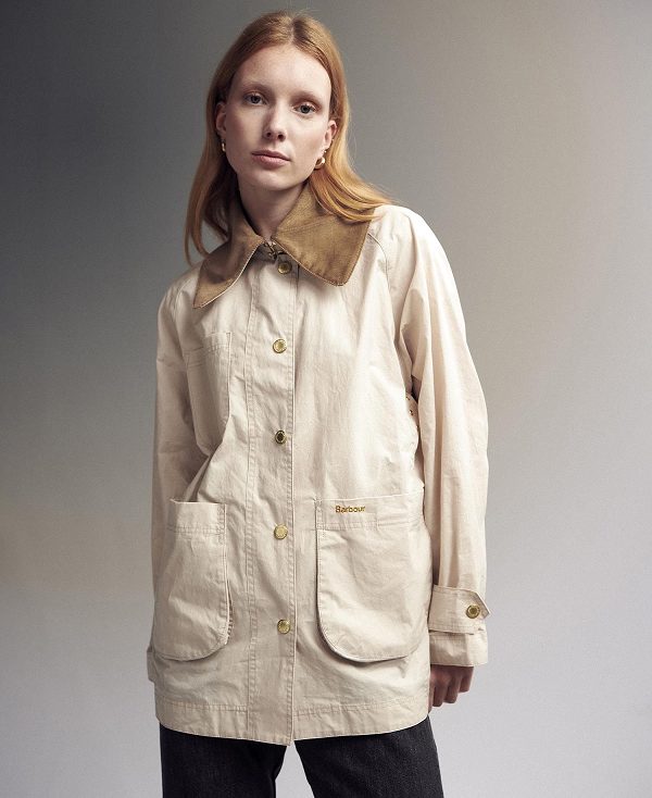 Barbour Hutton Oversized Showerproof Jacket White Pepper | BABO89400