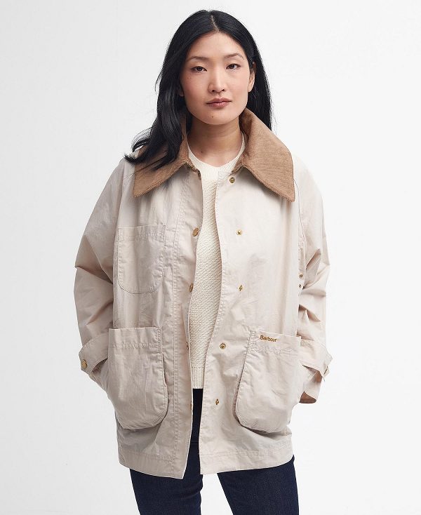 Barbour Hutton Oversized Showerproof Jacket White Pepper | BABO89400