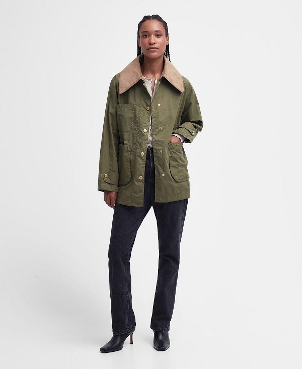 Barbour Hutton Oversized Showerproof Jacket Olive | BABO89401