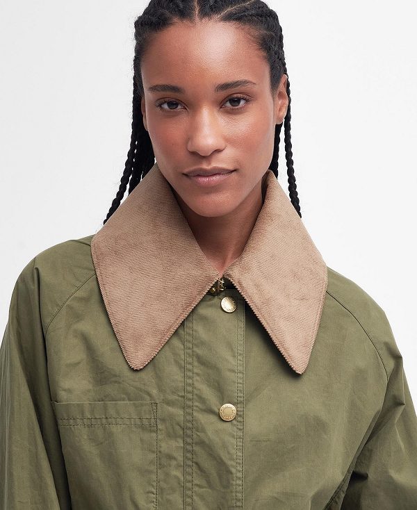 Barbour Hutton Oversized Showerproof Jacket Olive | BABO89401