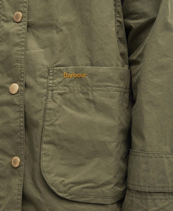 Barbour Hutton Oversized Showerproof Jacket Olive | BABO89401