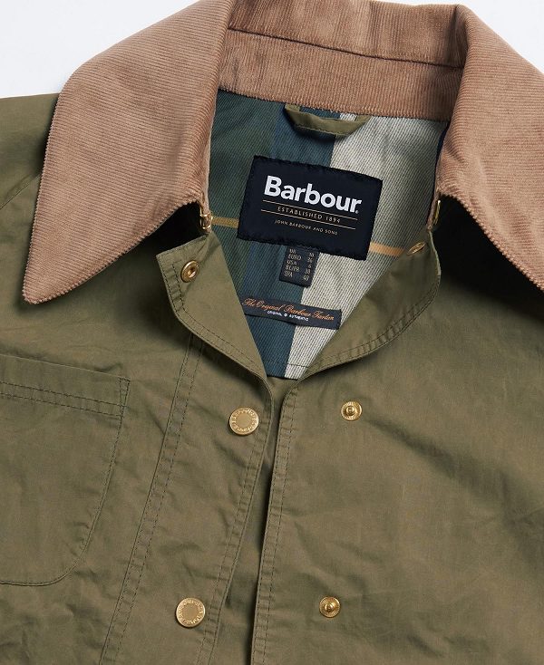 Barbour Hutton Oversized Showerproof Jacket Olive | BABO89401