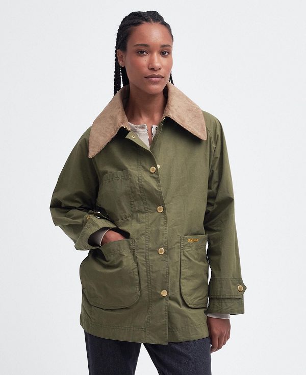 Barbour Hutton Oversized Showerproof Jacket Olive | BABO89401