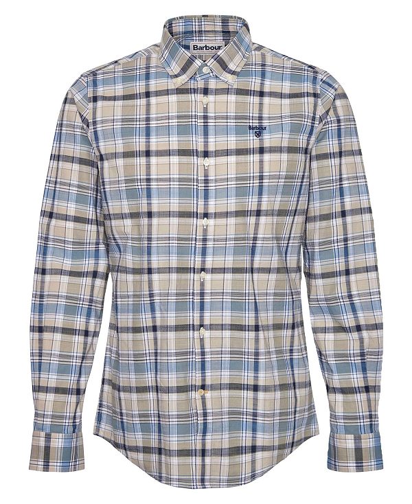 Barbour Hutton Tailored Long-sleeved Shirt Stone | BABO87711