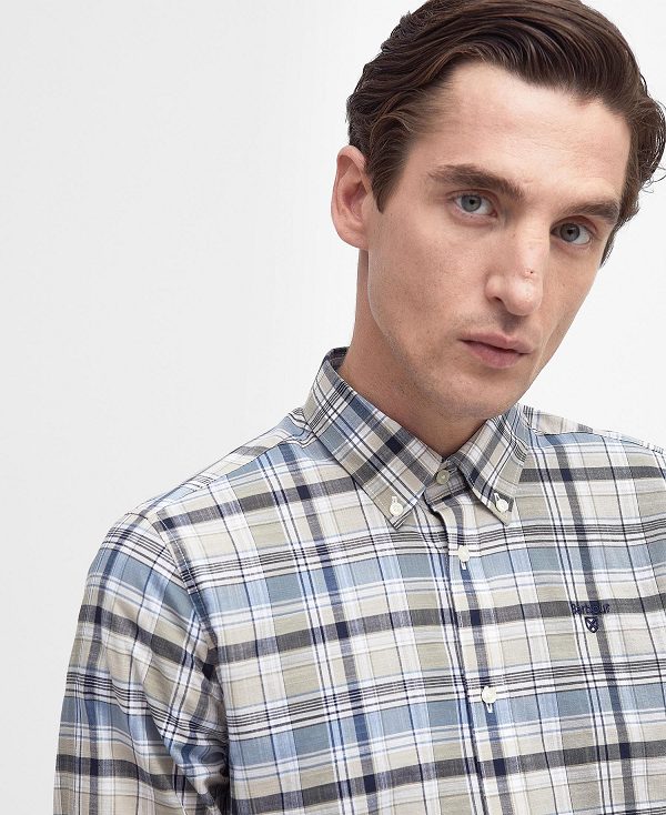 Barbour Hutton Tailored Long-sleeved Shirt Stone | BABO87711