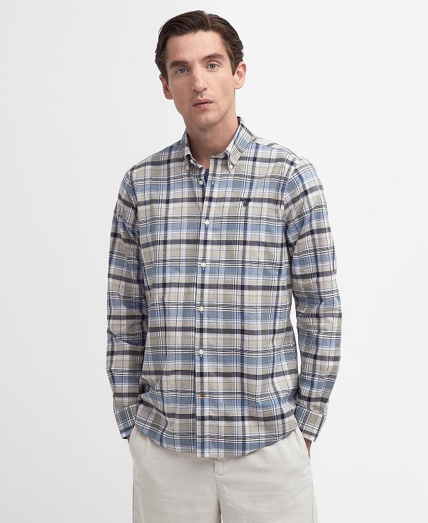 Barbour Hutton Tailored Long-sleeved Shirt Stone | BABO87711