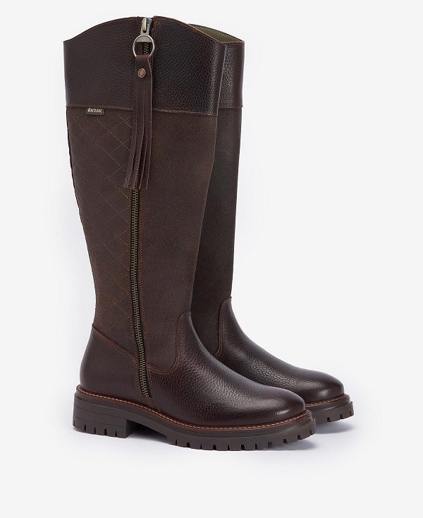 Barbour Ingrid Knee-high Boots Dark Brown | BABO89874