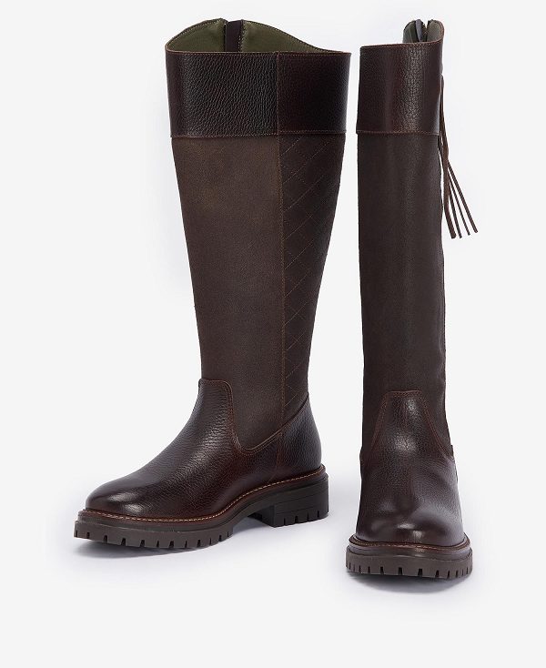 Barbour Ingrid Knee-high Boots Dark Brown | BABO89874