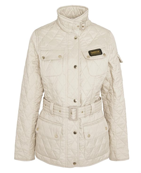 Barbour International Quilted Jacket Taupe/Pearl | BABO89256