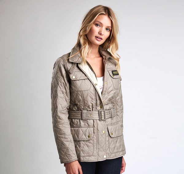 Barbour International Quilted Jacket Taupe/Pearl | BABO89256