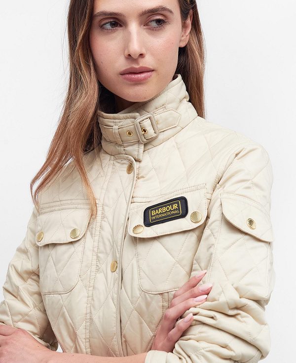 Barbour International Quilted Jacket Taupe/Pearl | BABO89256