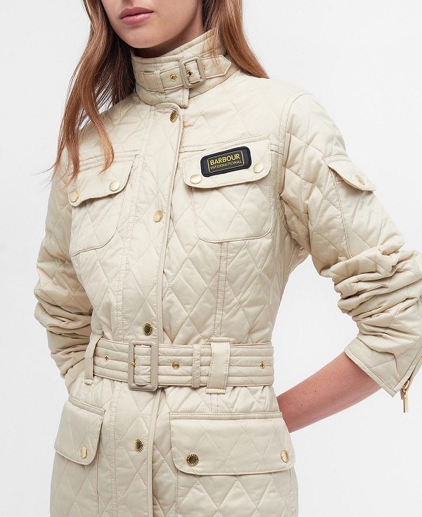 Barbour International Quilted Jacket Taupe/Pearl | BABO89256