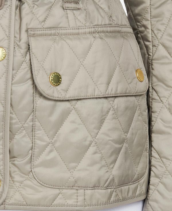 Barbour International Quilted Jacket Taupe/Pearl | BABO89256