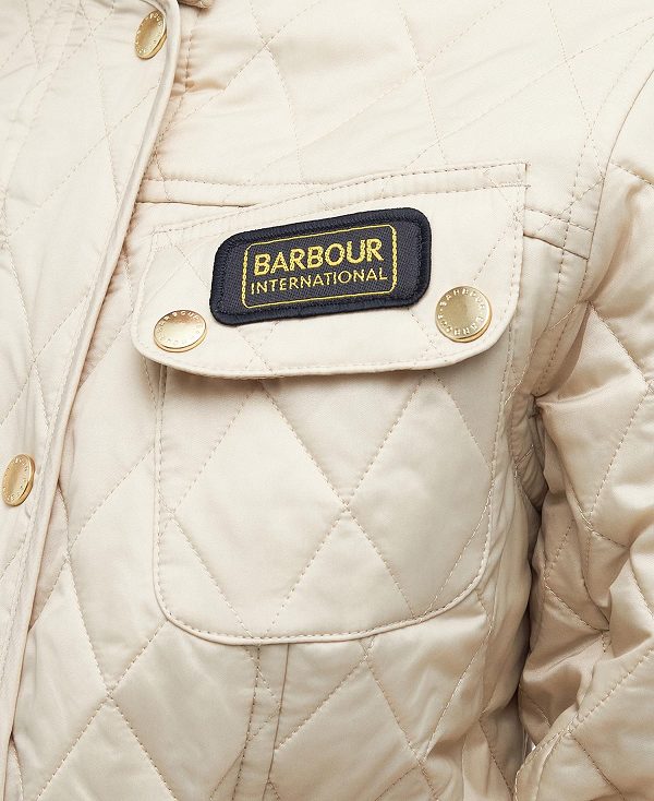 Barbour International Quilted Jacket Taupe/Pearl | BABO89256