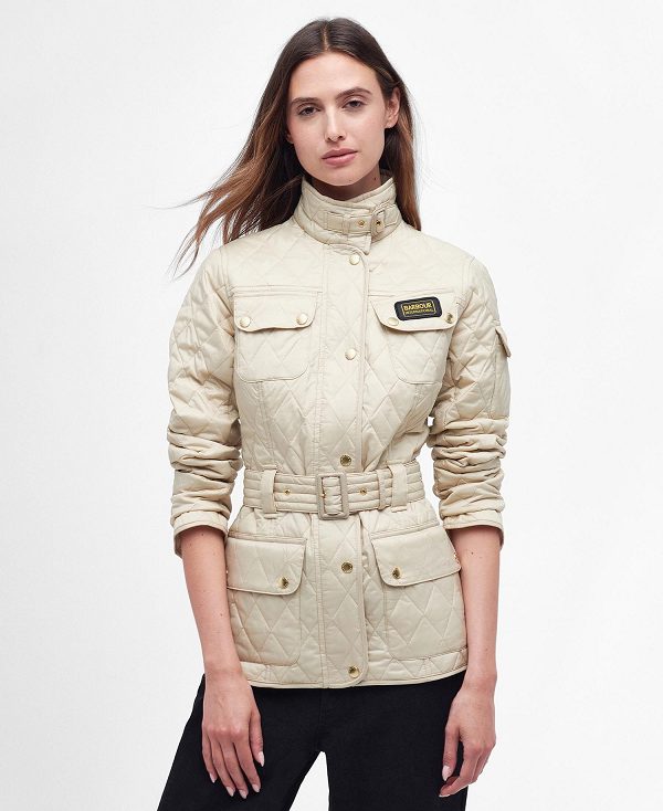 Barbour International Quilted Jacket Taupe/Pearl | BABO89256