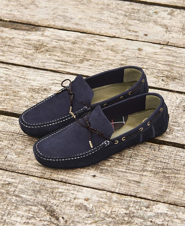 Barbour Jenson Driving Shoes Navy Suede | BABO88899