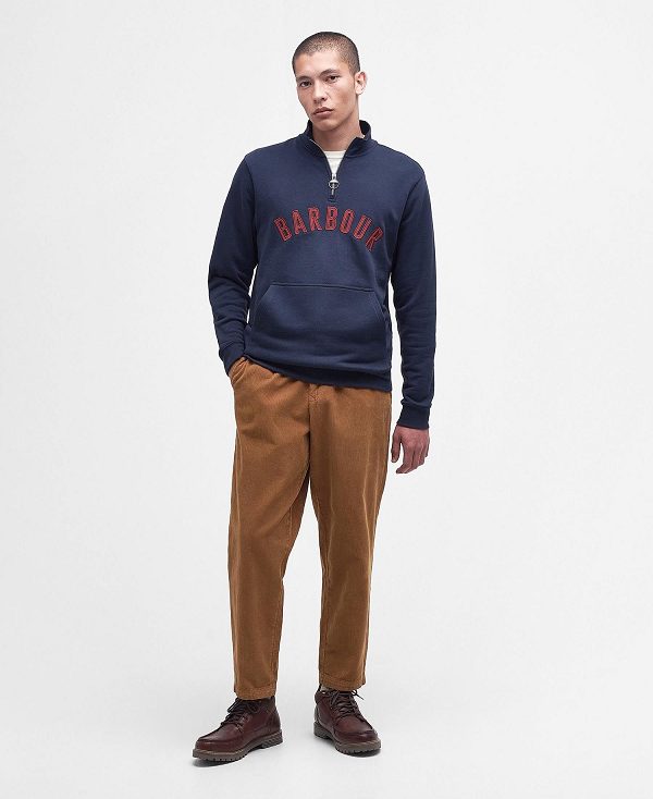 Barbour John Half-zip Sweatshirt Classic Navy | BABO88441