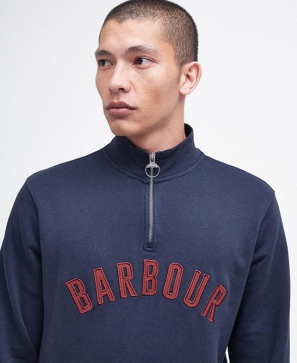 Barbour John Half-zip Sweatshirt Classic Navy | BABO88441